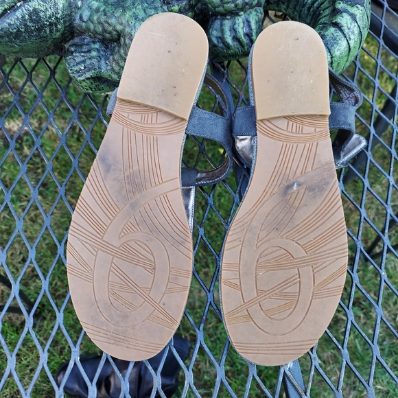 NW Leather Suede T-Strap Embellished Sandal Sz 8 - Picture 4 of 7